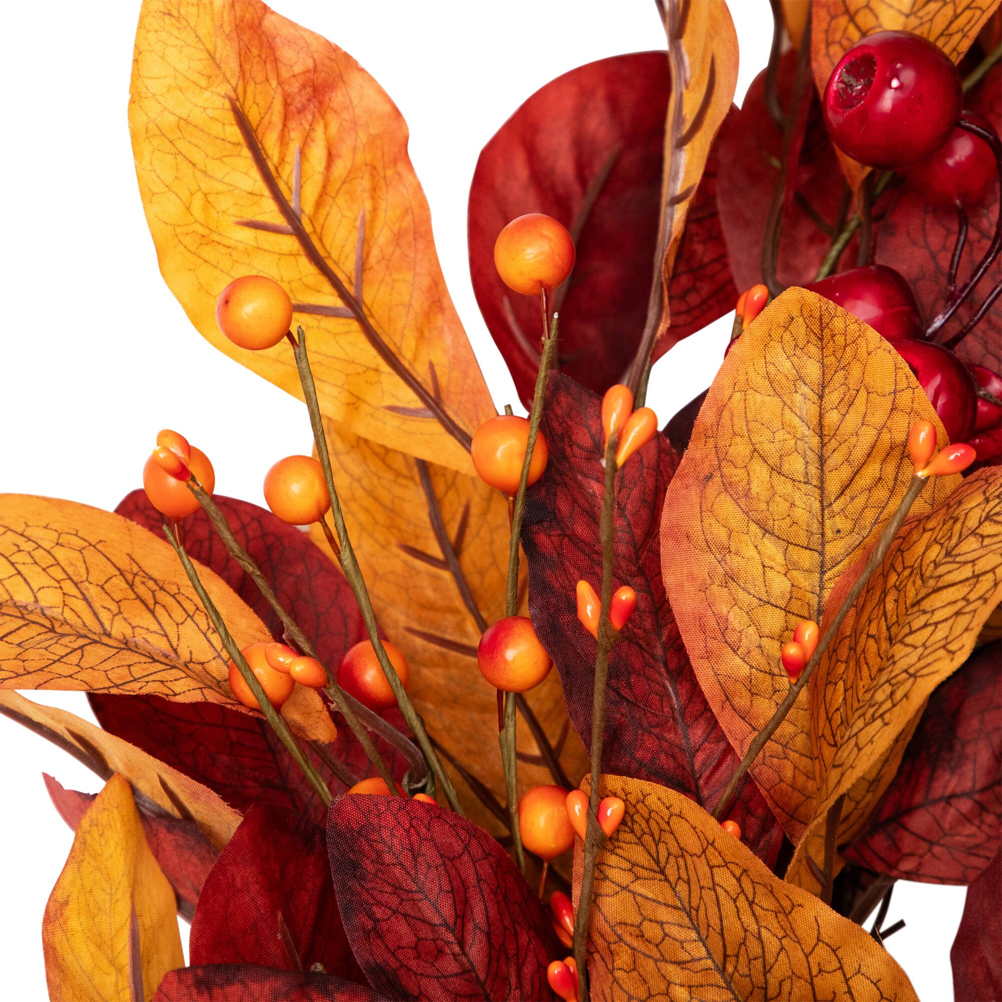24" Berries with Leaves Artificial Fall Harvest Twig Wreath